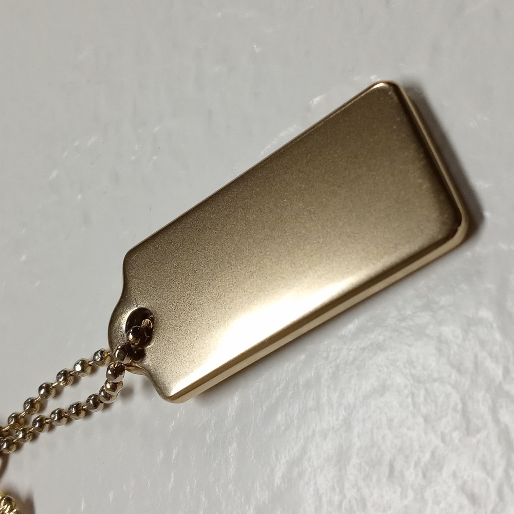 Coach Gold Tone Heart & Dog Tag Keychain - Picture 3 of 5